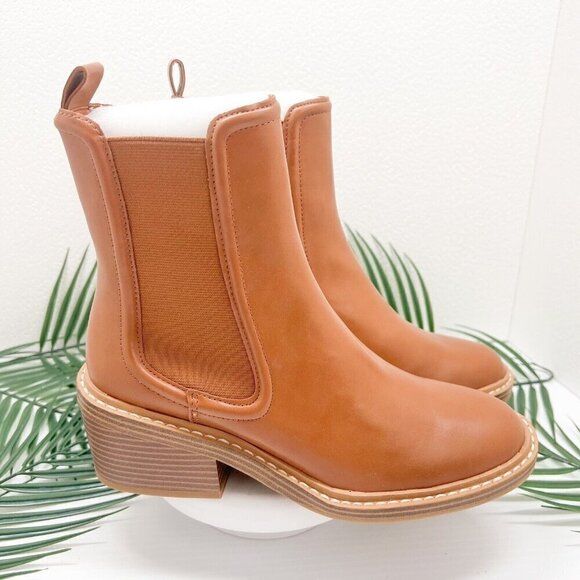 STEVEN NEW YORK Cabell Chelsea Boots Size 6.5M Tan Round Toe Block Heel NWOB - Picture 7 of 13